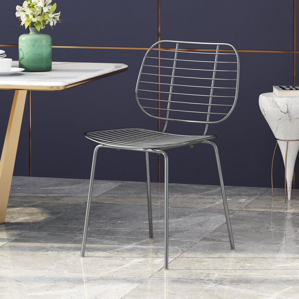 Alice Modern Glam Iron Dining Chair, Gunmetal