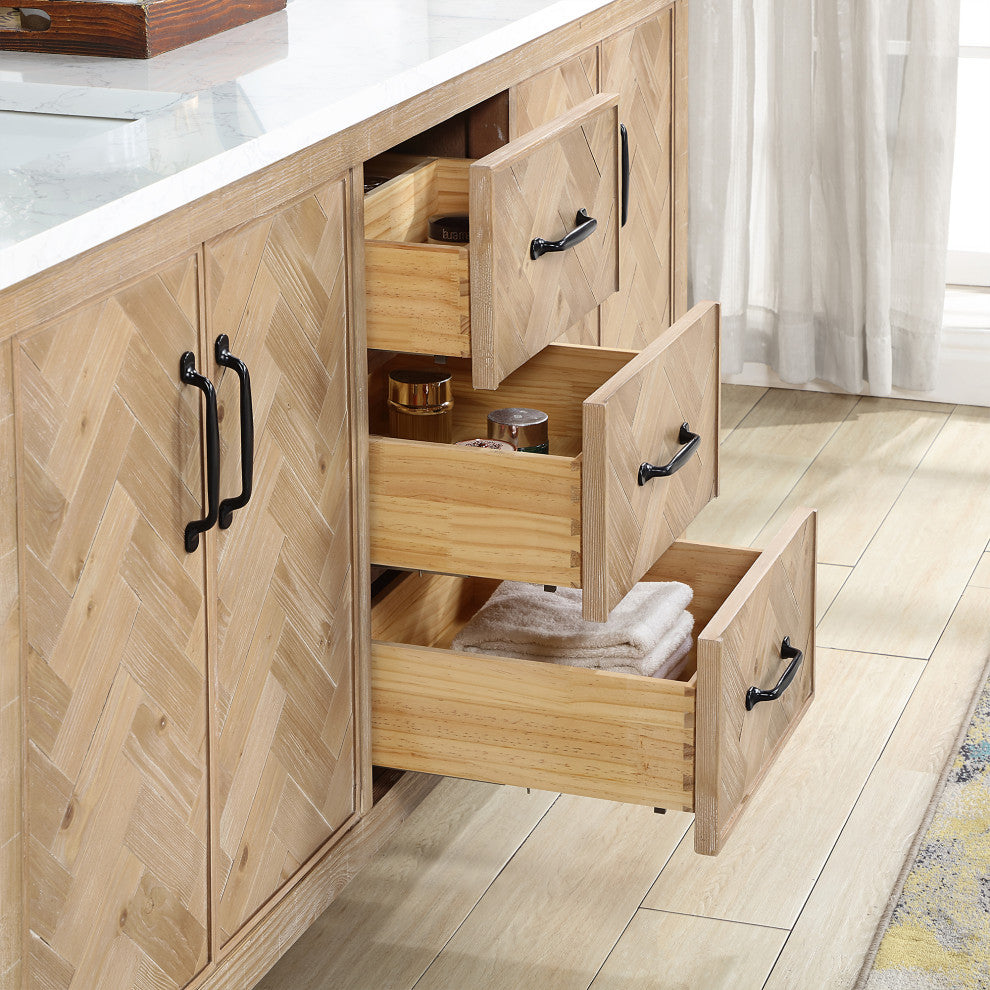 Javier Bath Vanity, Composite Stone Top, Antique Brown, 72", Double Vanity, No Mirror