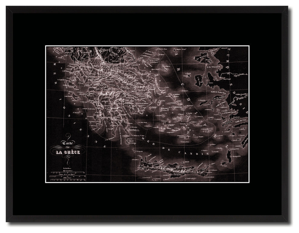 Greece Vintage Vivid Sepia Map Canvas, 16"x21"