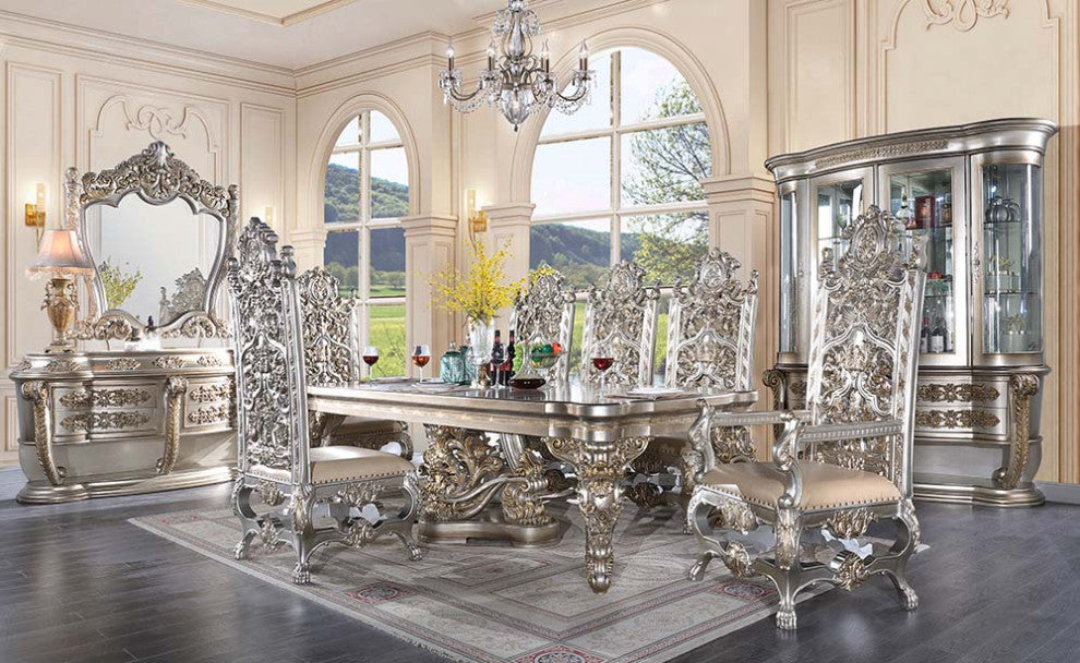 Acme Danae Dining Table Champagne and Gold Finish