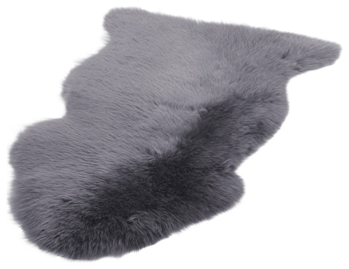 Modern Sheepskin Single Pelt 2'X3' Rug, Charcoal Gray