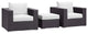Espresso White Convene 3-Piece Outdoor Patio Sofa Set