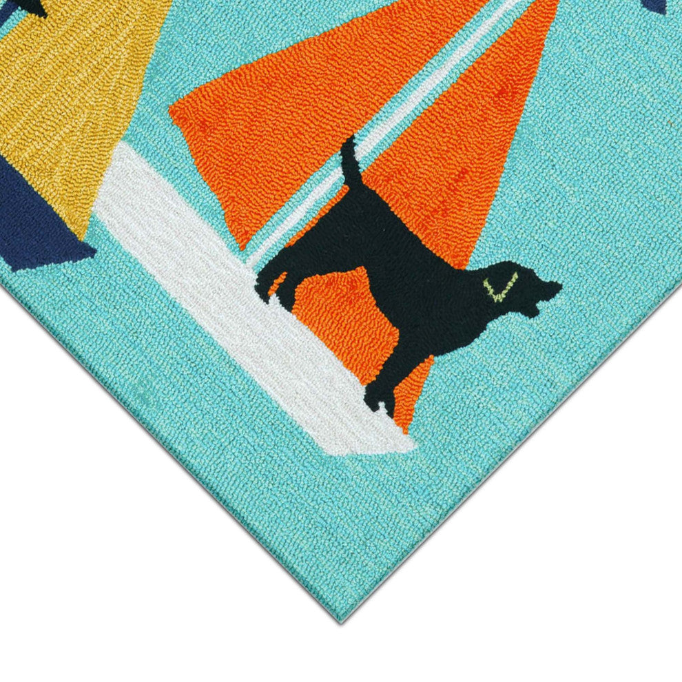 Frontporch Sailing Dog Indoor/Outdoor Rug Blue 2'x3'