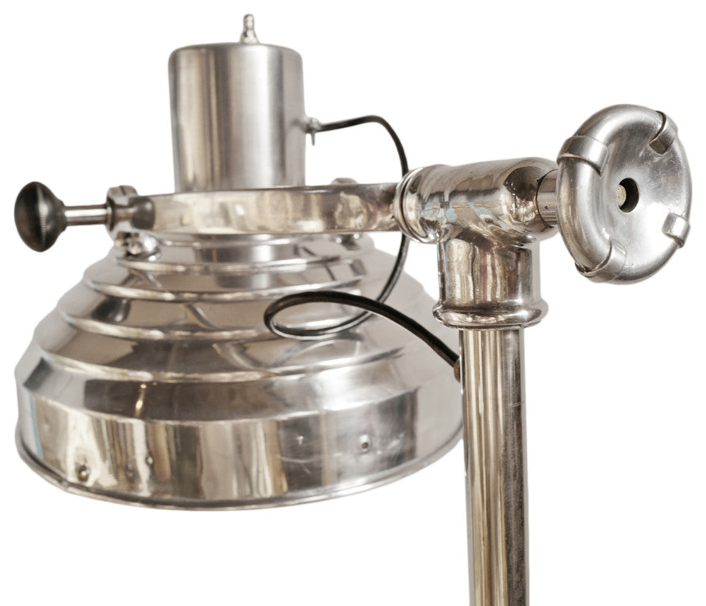 Consigned Chrome Industrial Floor Lamp on Wheels