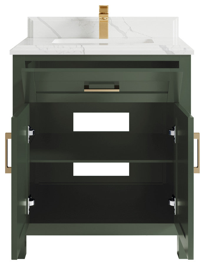 Cambridge 30 Single Sink Bath Vanity in Pewter Green 1.5" Calacatta Laza