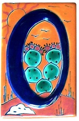Desert Talavera Ceramic House Number Zero