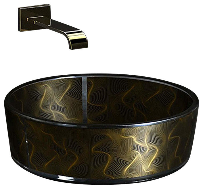 Atelier Vento Modern Bathroom Sink, Black Gold, Black Gold