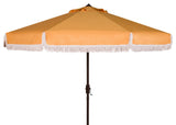 Safavieh Milan Fringe 11' Round Crank Umbrella, Yellow