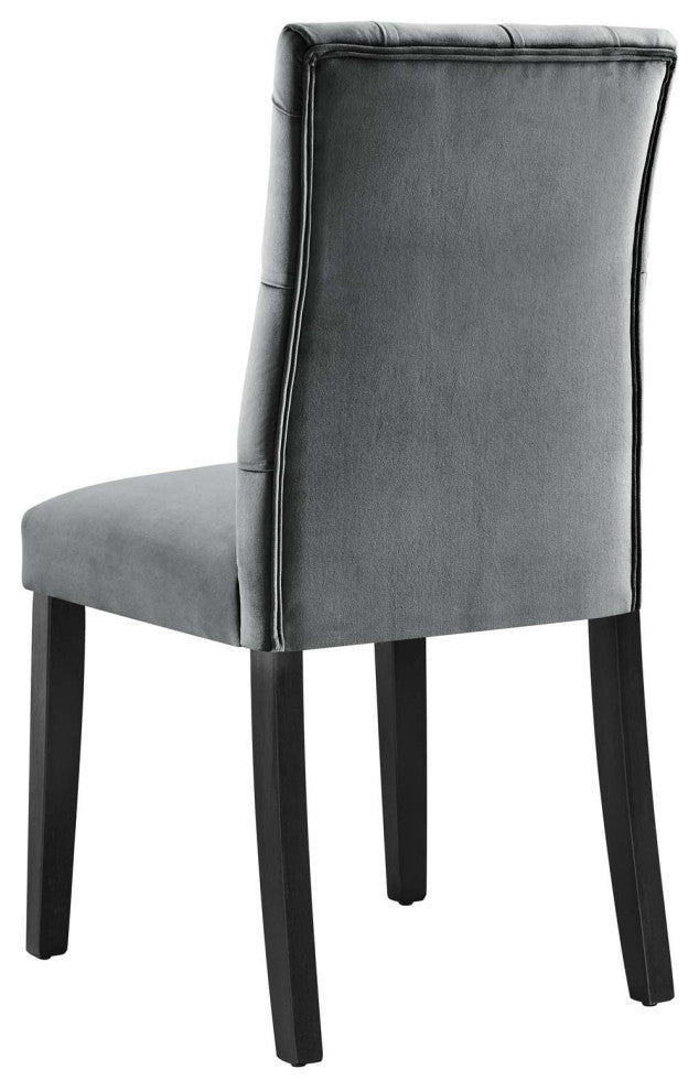 Side Dining Chair, Set of 2, Gray, Velvet, Modern, Cafe Bistro Hospitality