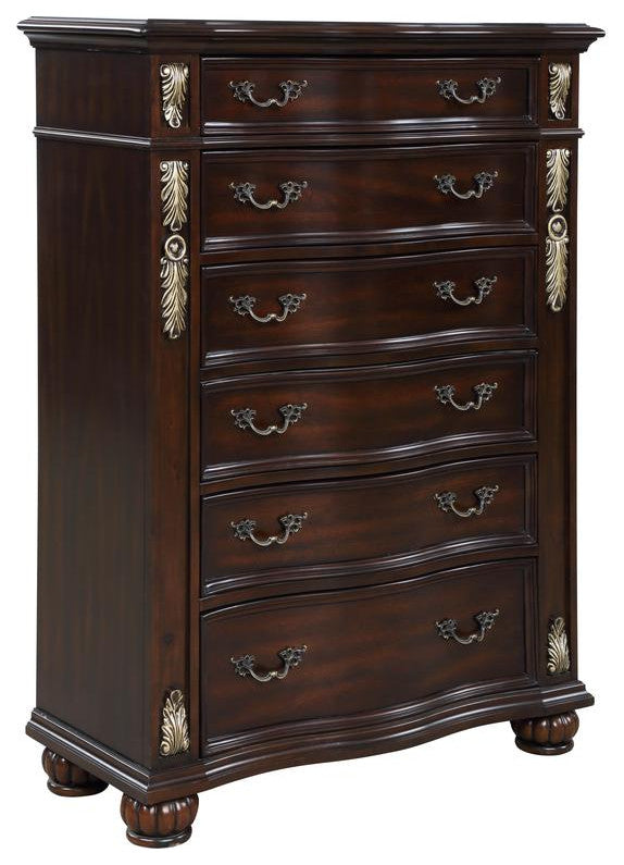 Furniture Maximus Solid Wood 6-Drawer Chest in Madeira