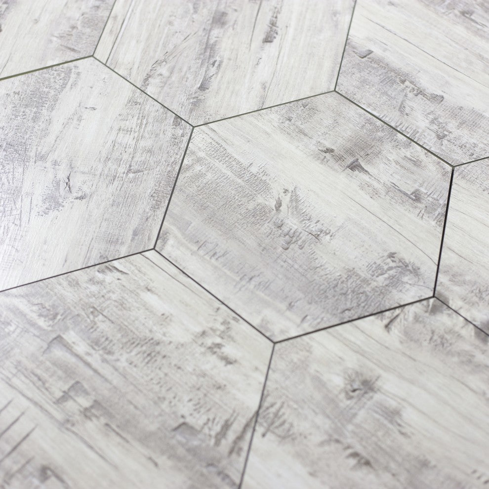 Nature 8 in x 8 in Glass Hexagon Tile in Birchwood Gray