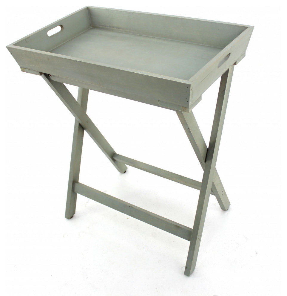 HomeRoots 15.5" x 26" x 30" Gray/Light Blue, Wooden - Serving Table