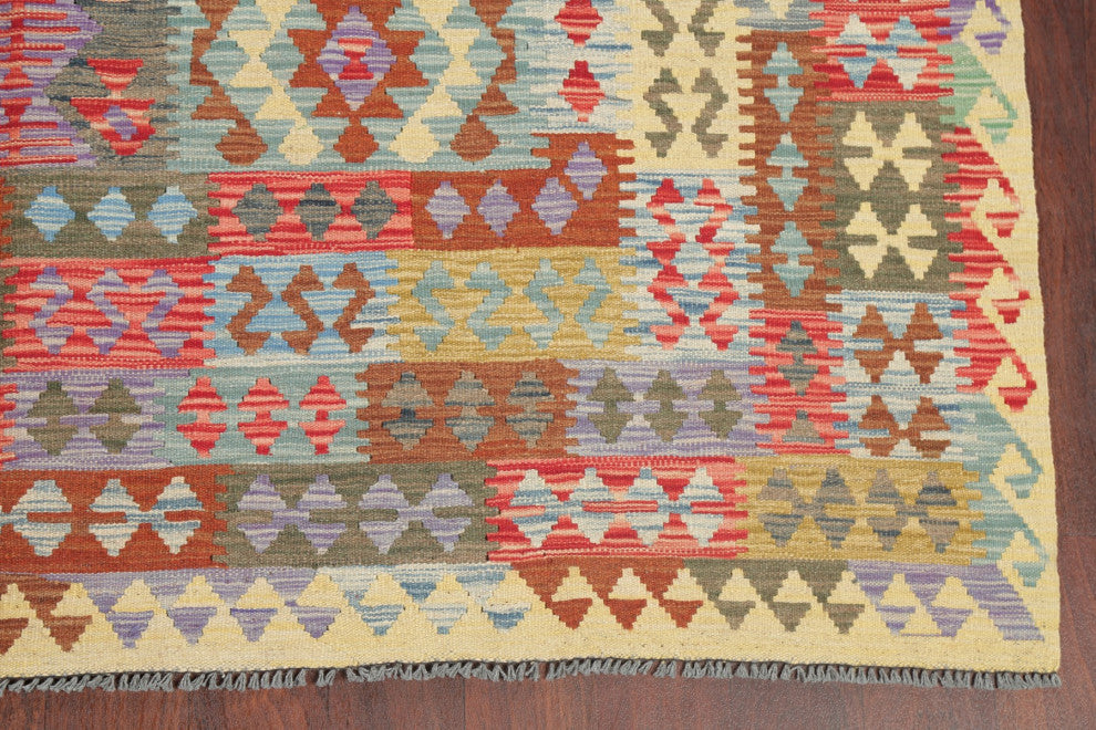 Hand-Woven Kilim Oriental Southwestern Traditional Turkish Area Rug, 9'9"x6'6