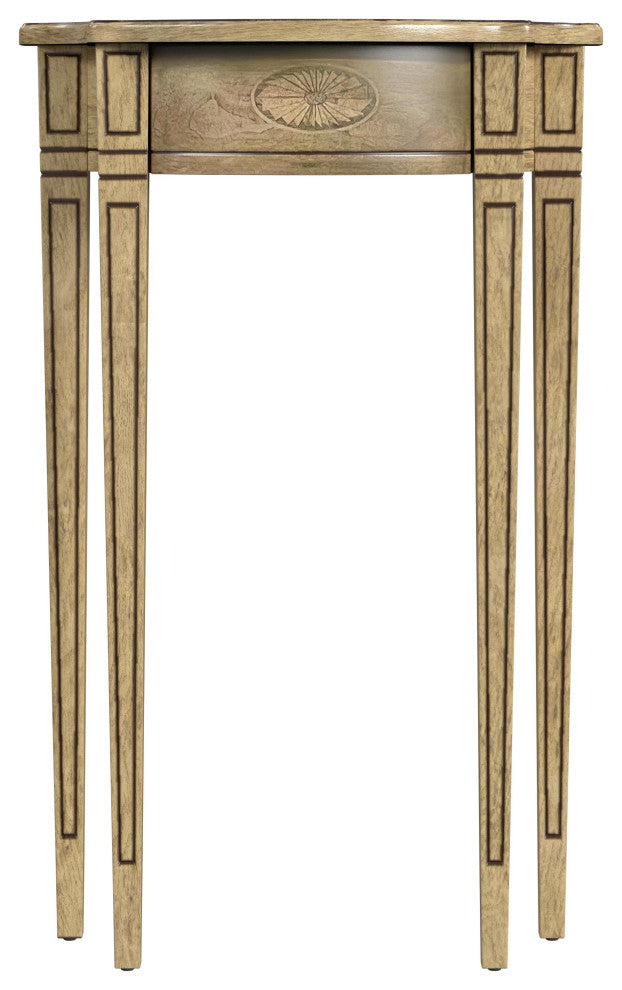 Chester Demilune Console Table, Antique Beige
