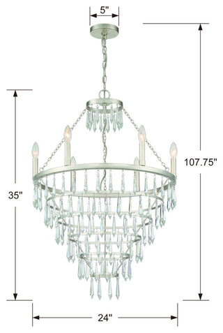 Crystorama Lighting Group LUC-A9066 Lucille 6 Light 24"W Crystal - Antique
