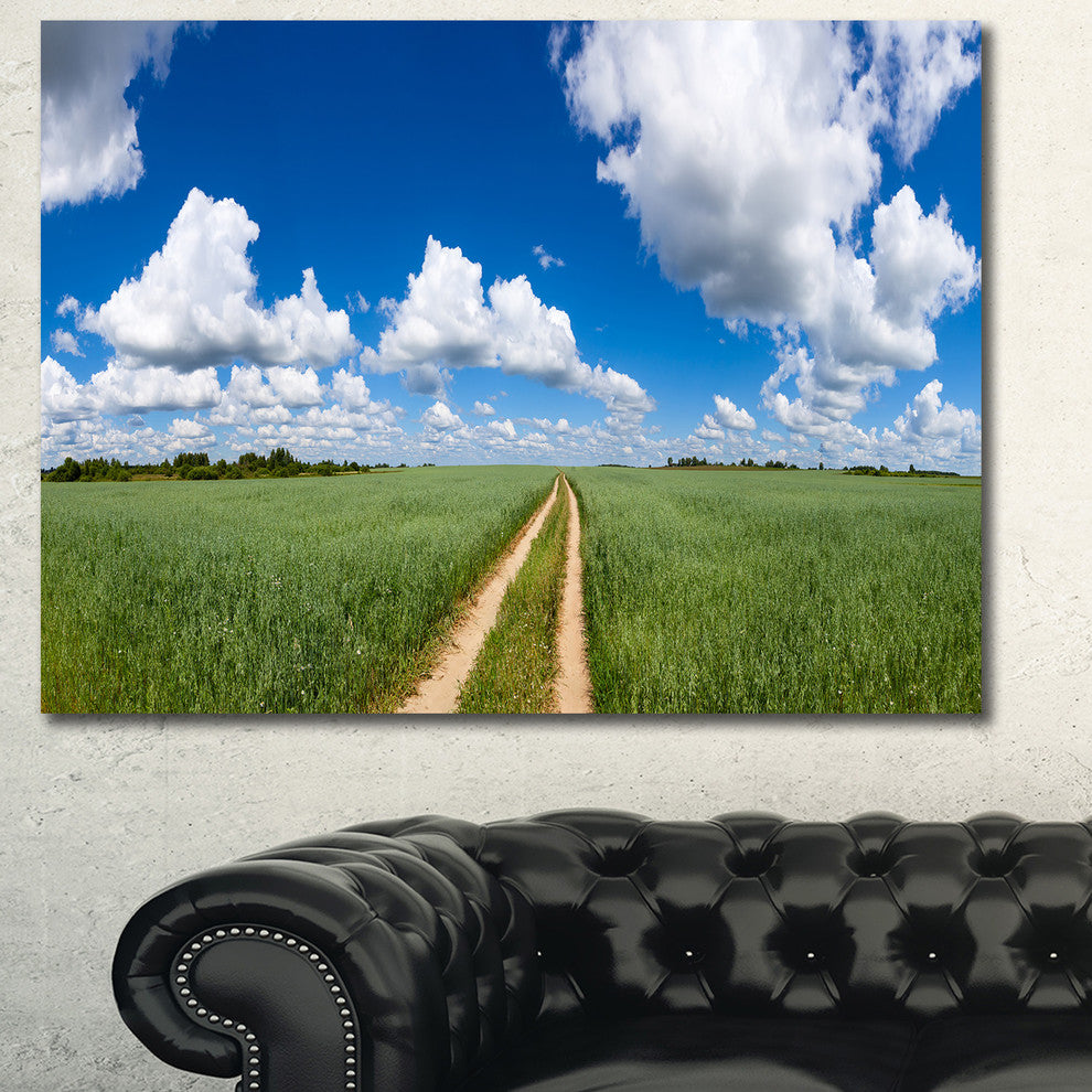 Path in Bright Summer Panorama, Landscape Canvas Art Print, 60x40