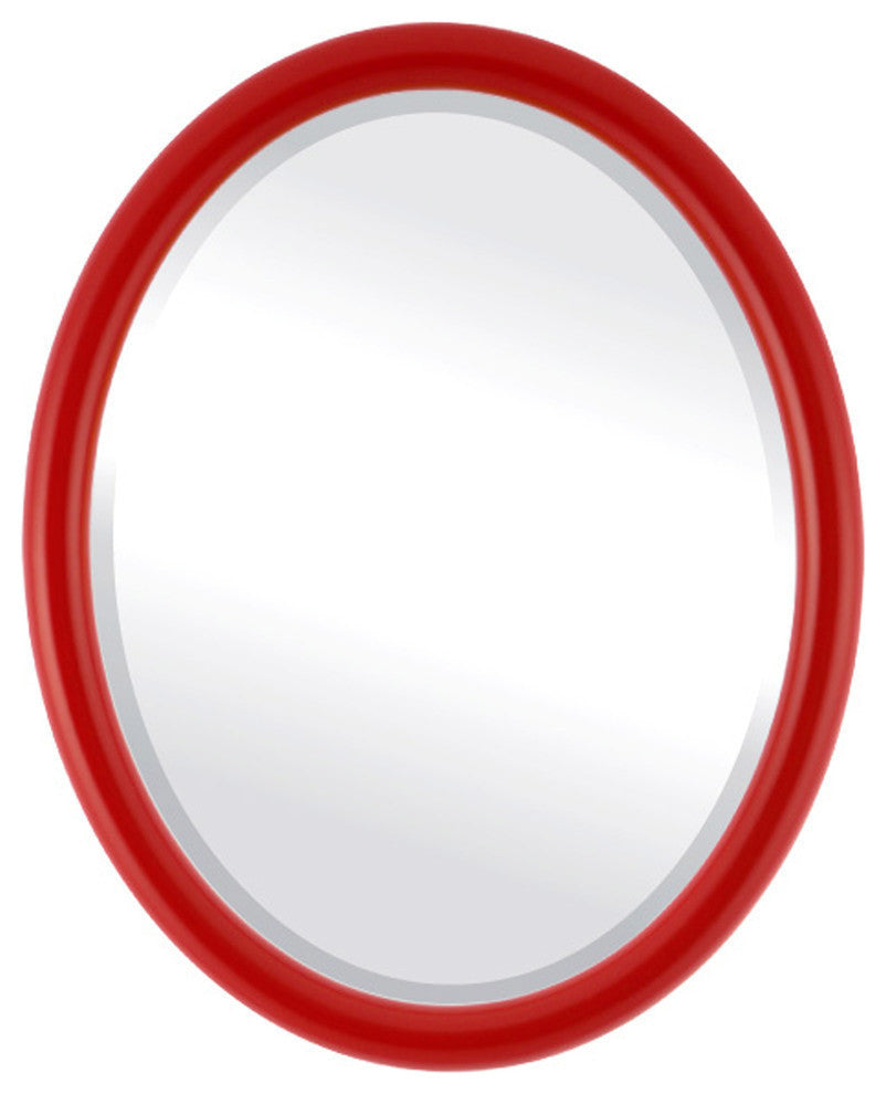 Pasadena Framed Oval Mirror, Holiday Red, 21"x25"