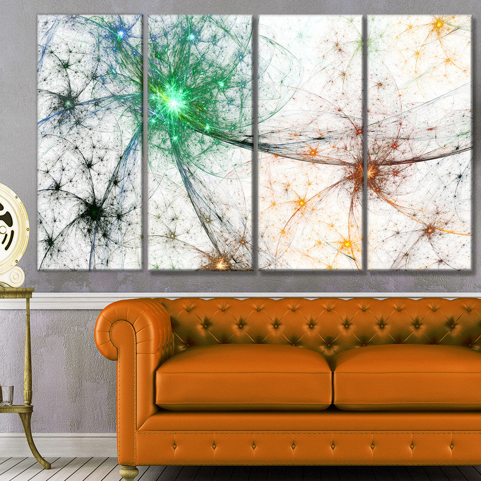 Abstract Colorful Fireworks, Abstract Canvas Art Print, 48"x28", 4 Panels