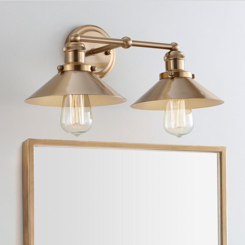June Metal Shade Sconce, Brass Gold, 2-Light