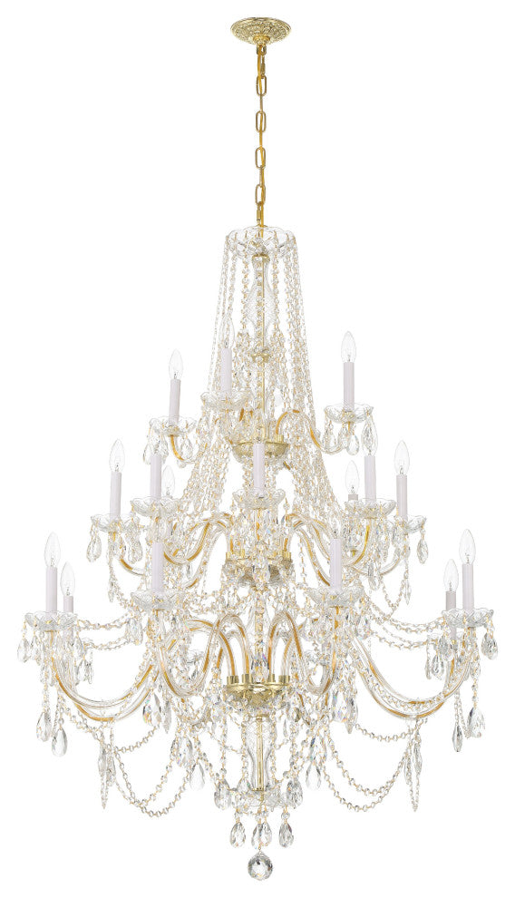 Traditional Crystal 20-Light Polished Brass Chandelier