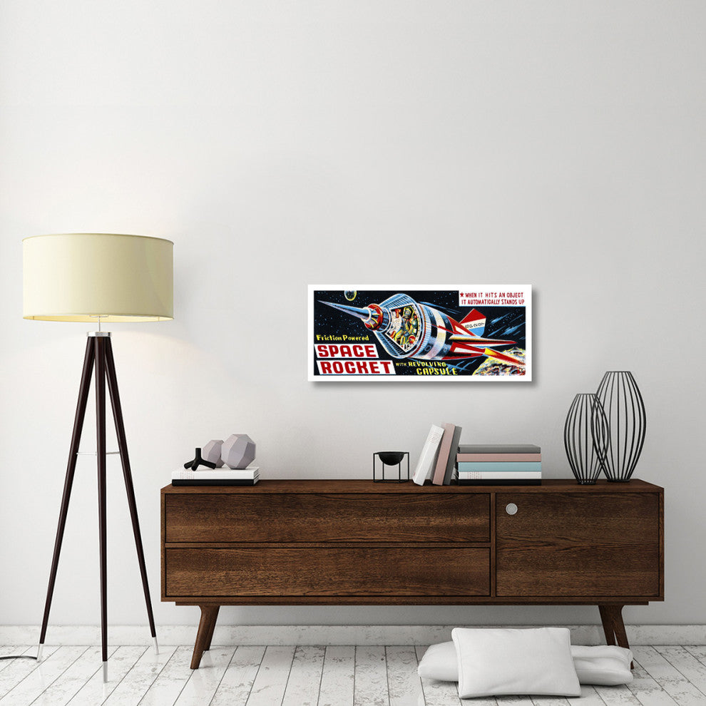 "Space Rocket with Revolving Capsule" Paper Print by Retrorocket, 38"x16"