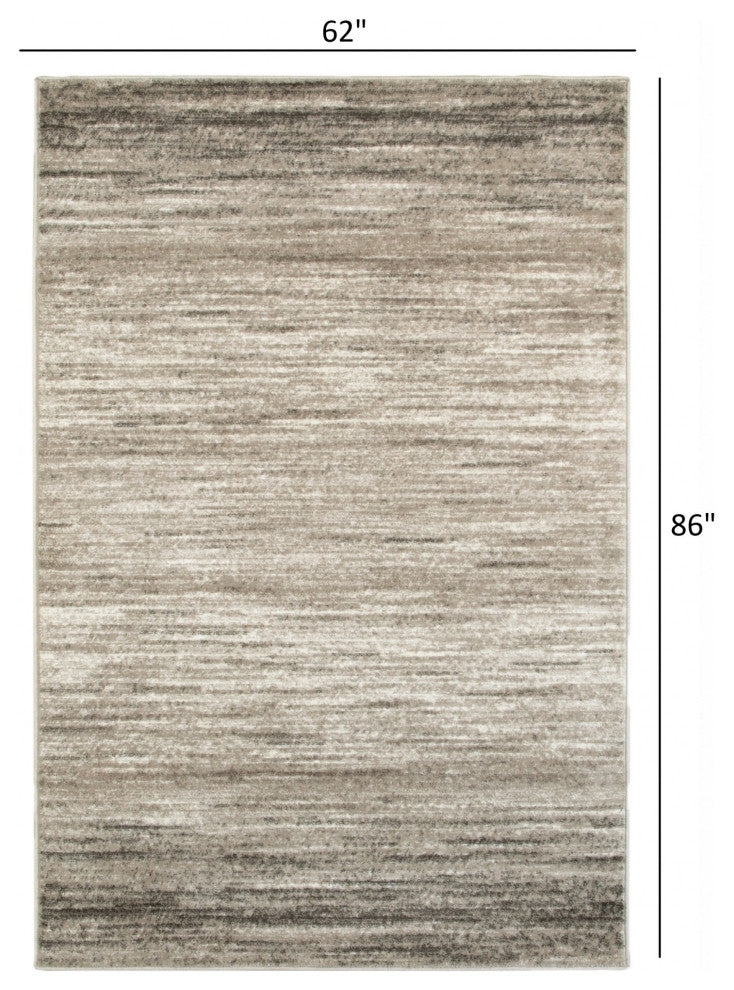 5" x 7" Beige Abstract Striations Area Rug