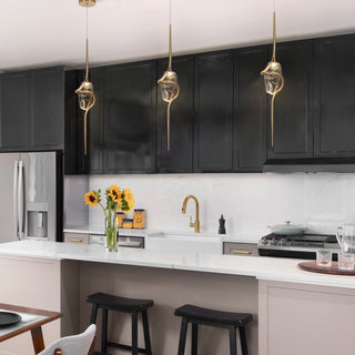 LNC Chrysanthemum 1-Light 5.1" Modern Unique Gold LED Pendant Light, Gold