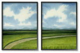 Rural Cloudy Countryside Green Fields Design, 2pc, each 11 x 14