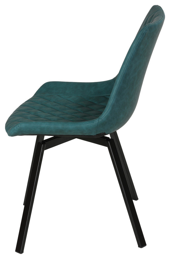 Cortesi Home Azov Swivel Dining Chairs, Deep Aqua Faux Leather, Set of 2