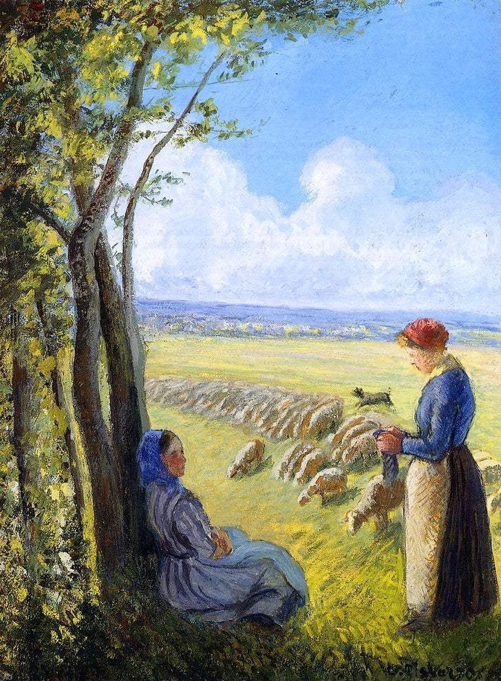 Camille Pissarro Shepherdesses - 21" x 28" Premium Canvas Print