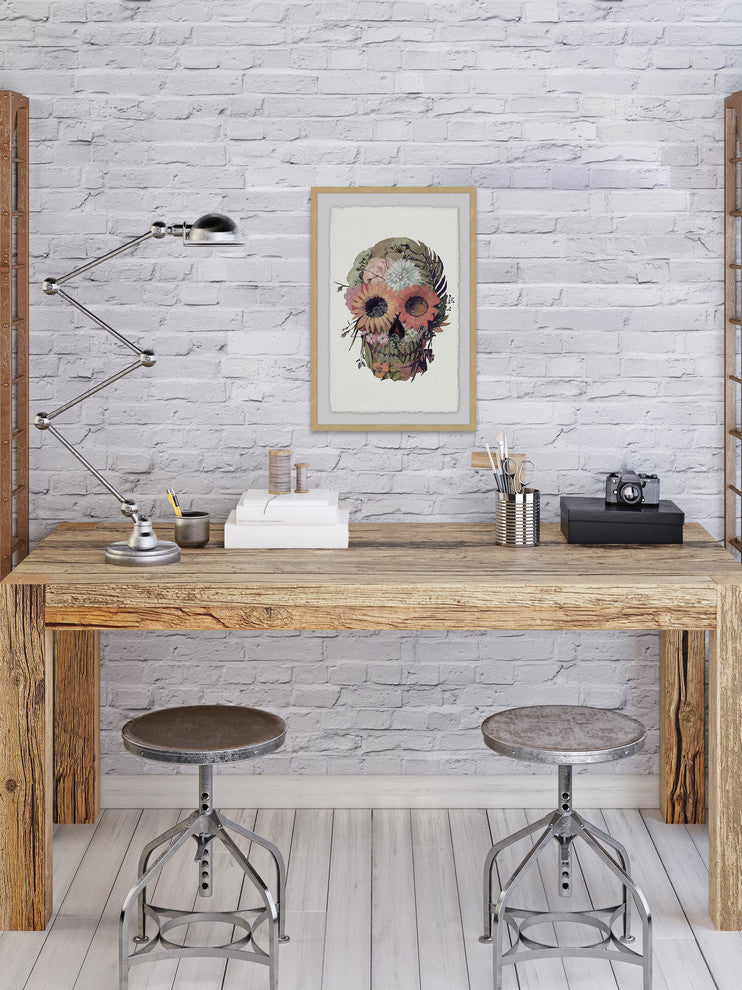 "Floral Skull" Framed Painting Print, 20"x30"