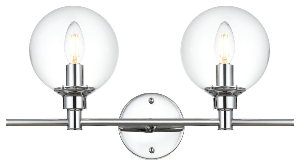 2 Light Chrome And Clear Bath Sconce