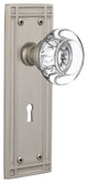 Mission Plate Passage Round Clear Crystal Glass Knob, Satin Nickel