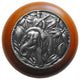 Jungle Patrol Wood Knob, Antique Brass, Cherry Wood Finish, Antique Pewter