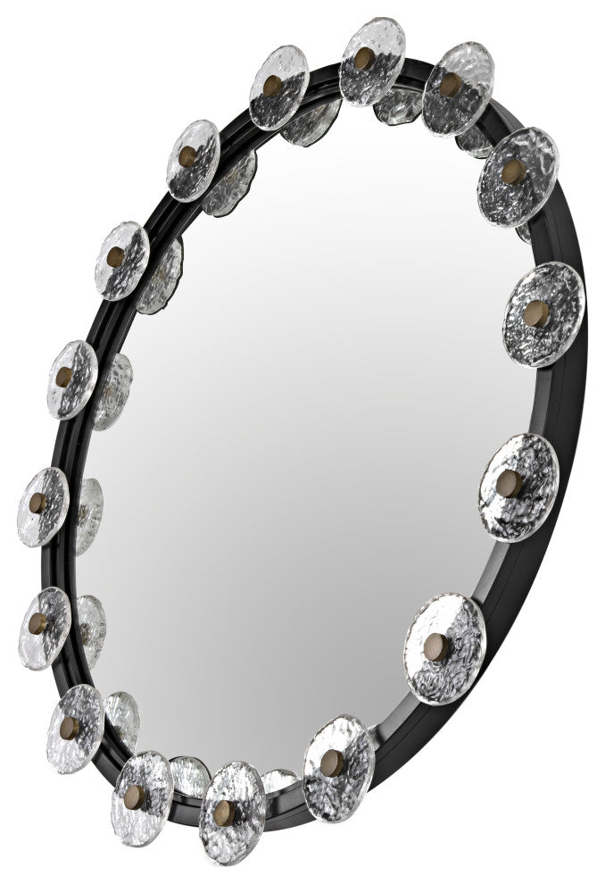 Moira Mirror With Glass Details, Black Metal