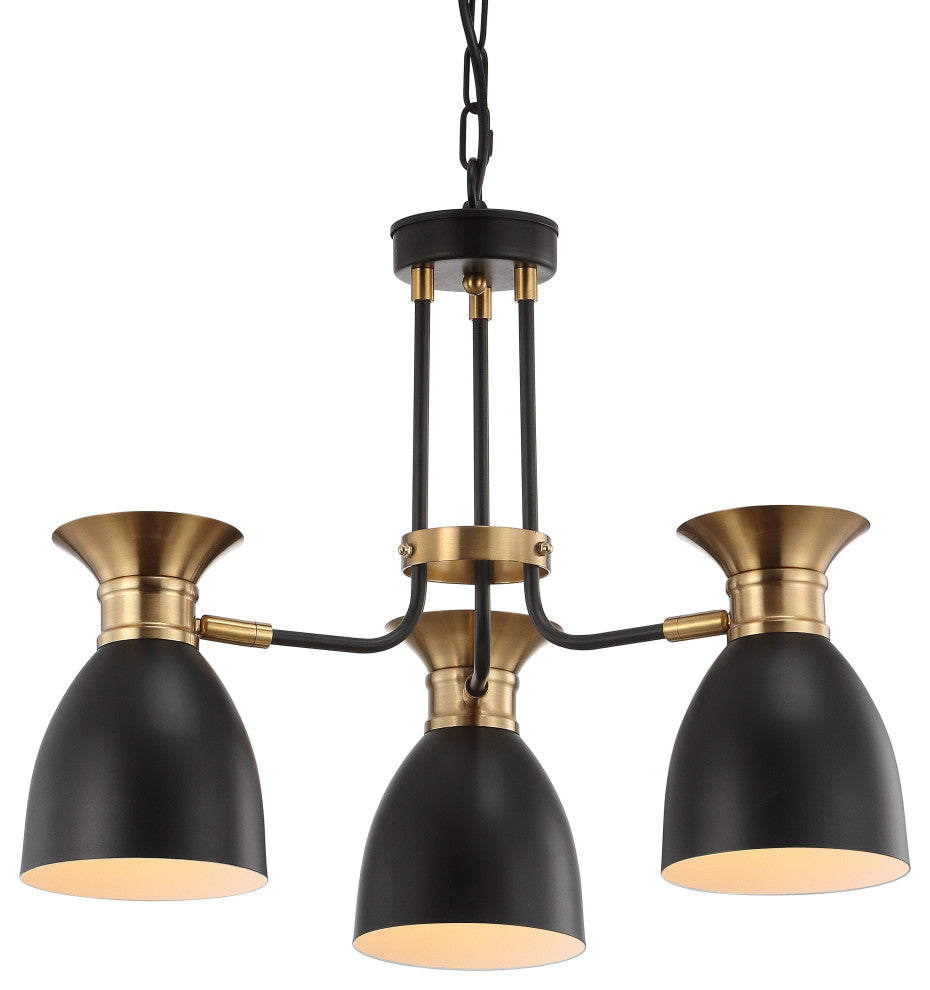 Edison Metal LED Pendant, Black, Brass Gold, Width: 20"