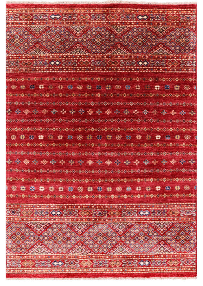 Hand-Knotted Super Kazak Khorjin Rug 4' 2" X 6' 1" Q5682