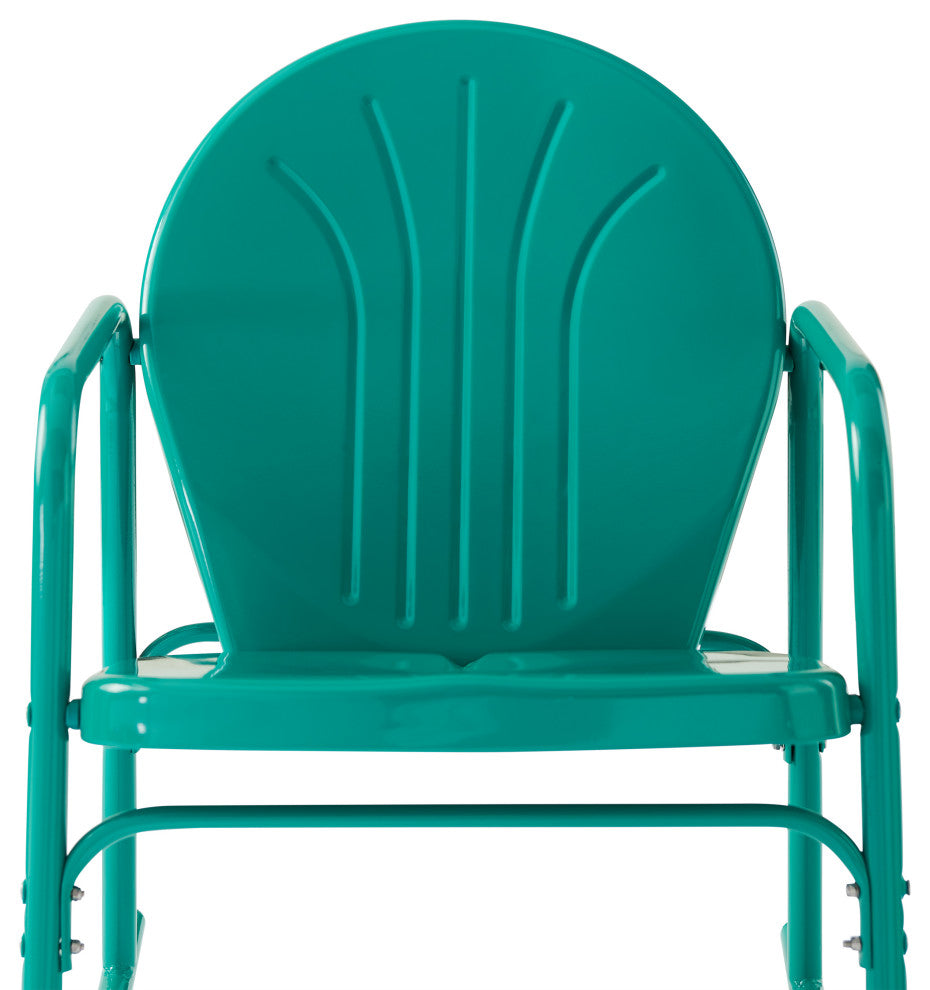 Griffith 3-Piece Outdoor Rocking Chair Set, Turquoise Gloss