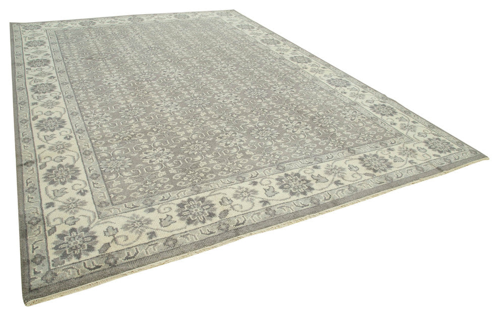 Rug N Carpet - Handmade Oriental 9' 10" x 13' 10" Pastel Grey Oushak Rug