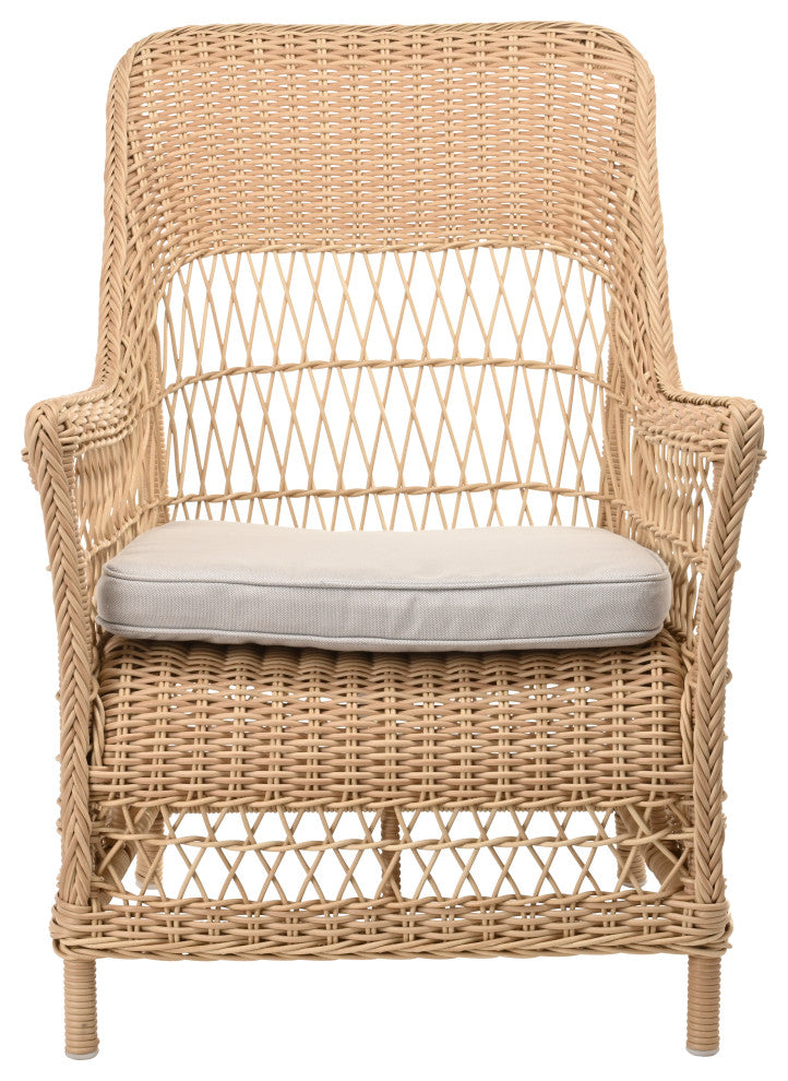 Dawn Chair With Cushion, Natural Finish, Sailcloth Seagull Upholstery