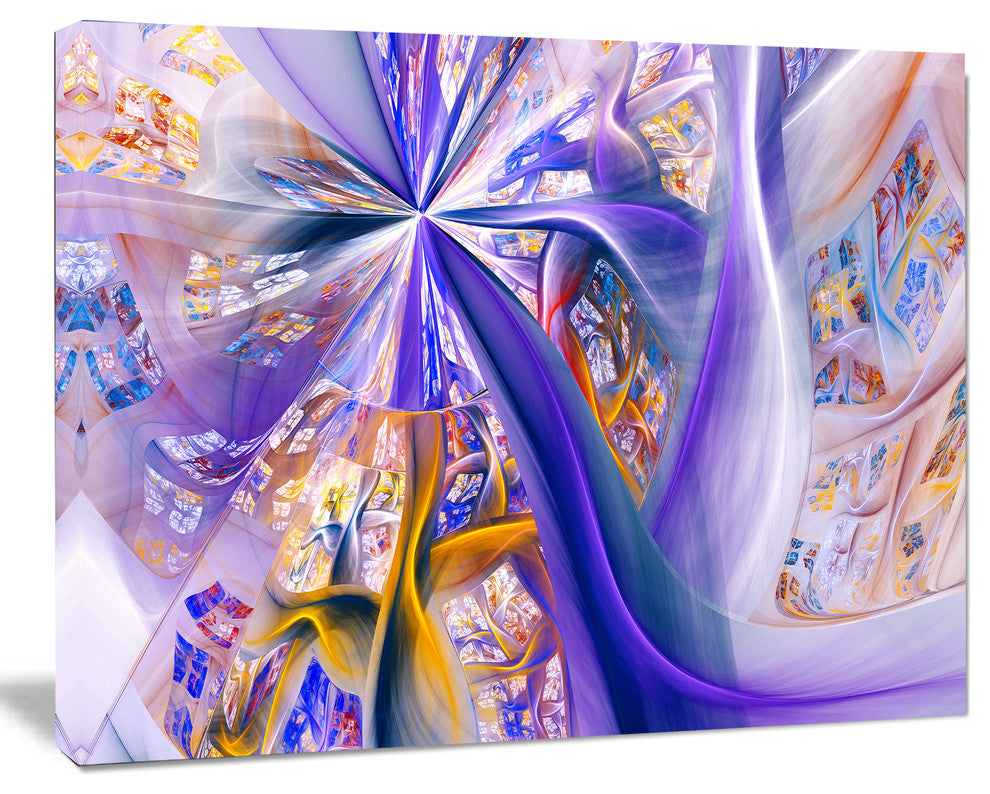 Purple Yellow Fractal Curves, Abstract Wall Art, 20x12