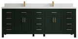 Cambridge 84 Double Sink Bath Vanity in Dark Forest Green 2" White Quartz