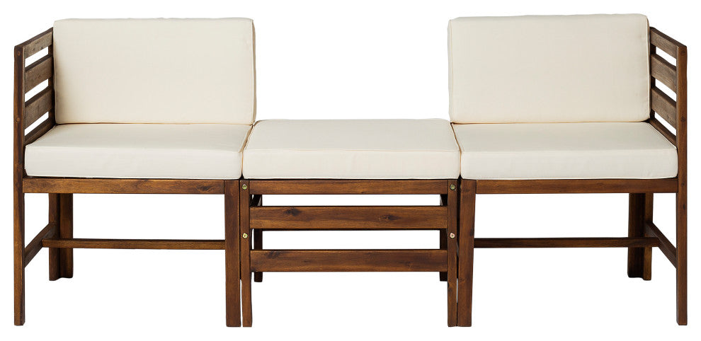 Sanibel Modular Outdoor Acacia L/R Chairs and Ottoman - Dark Brown