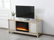 Rosie 60" Mirrored TV Stand With Crystal Fireplace, Gold