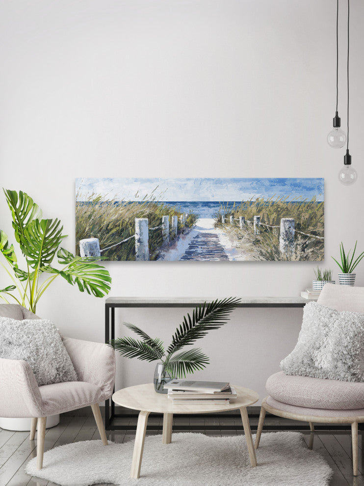 "Sandy Beach Pathway" Painting Print on Wrapped Canvas, 15x5