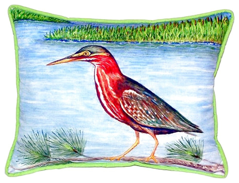 Green Heron II Small Indoor/Outdoor Pillow 11x14 - Set of Two