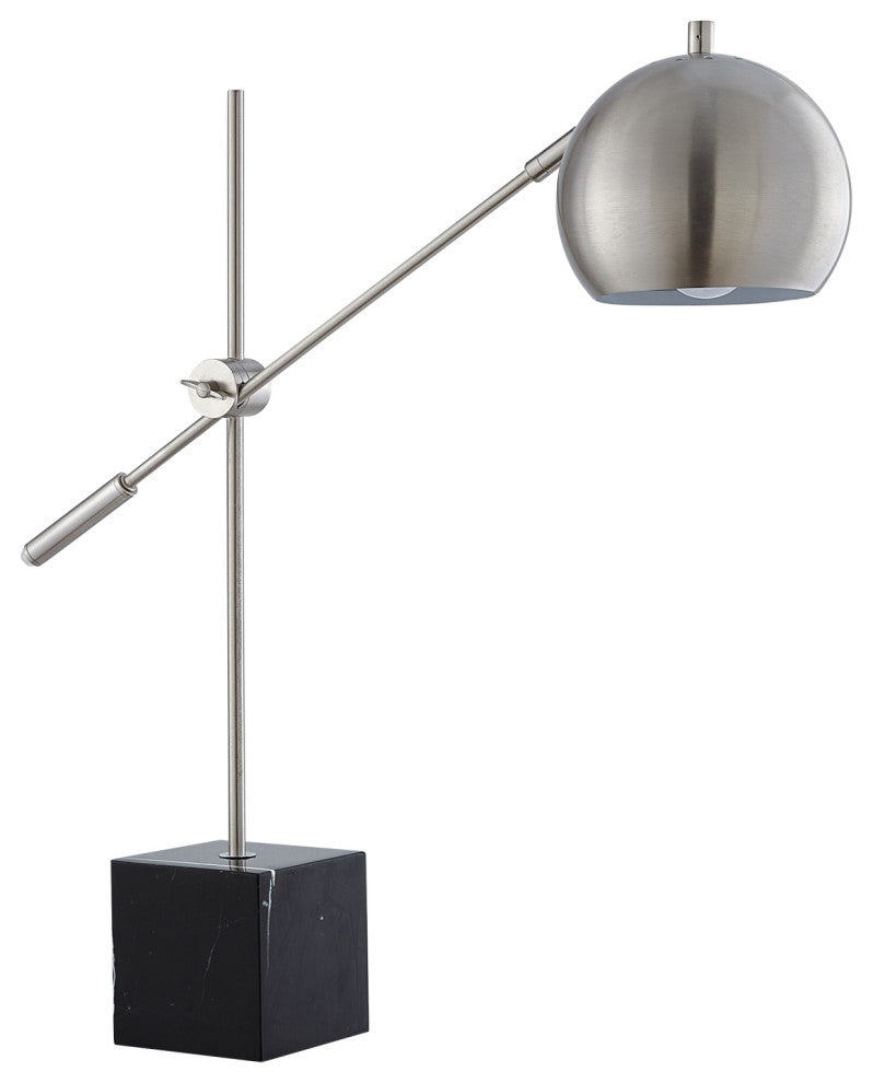 Inspired Home Harmonee Table Lamp, Marble Stone Base, Stainless Steel
