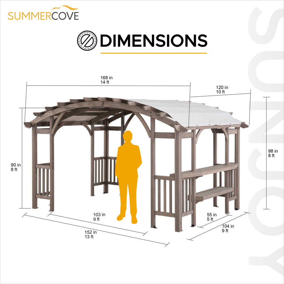 SummerCove Bellucci 10'x14' Cedar Framed Arched Pergola
