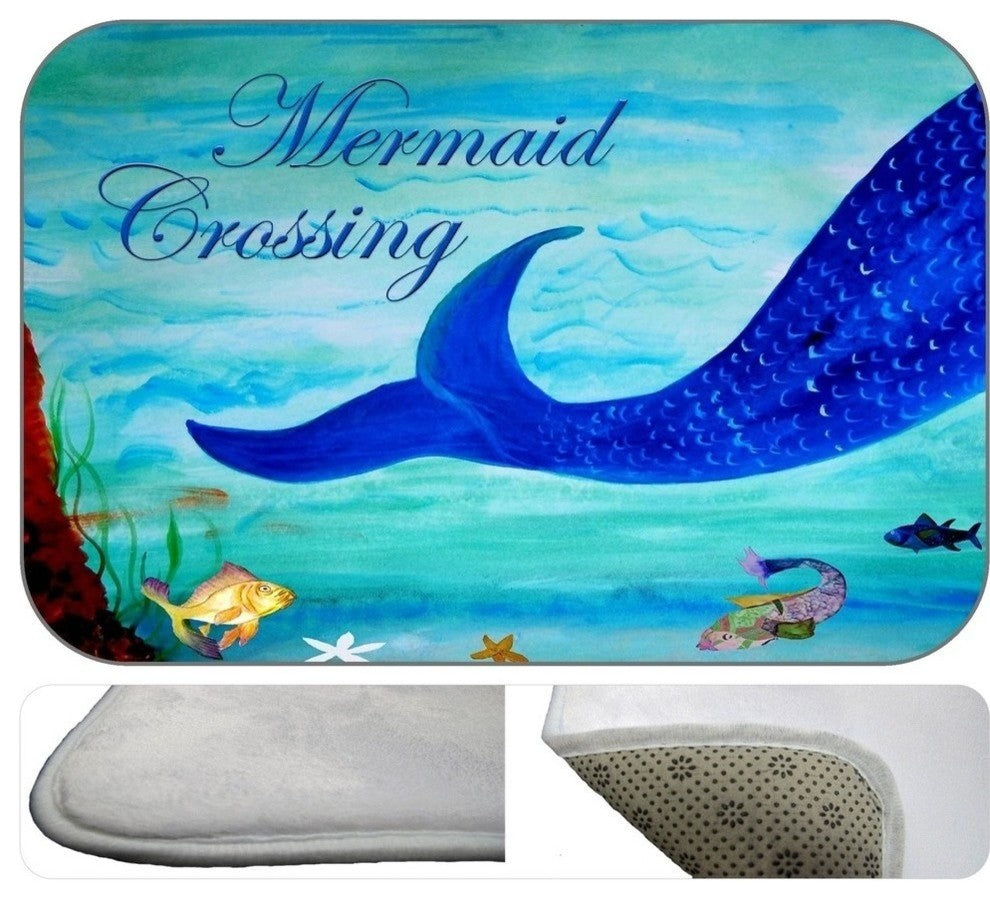 Mermaid Crossing Plush Bath Mat, 20"x15