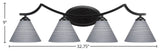 Zilo 4 Light Bath Bar Shown, Matte Black Finish With 7" Gray Matrix Glass